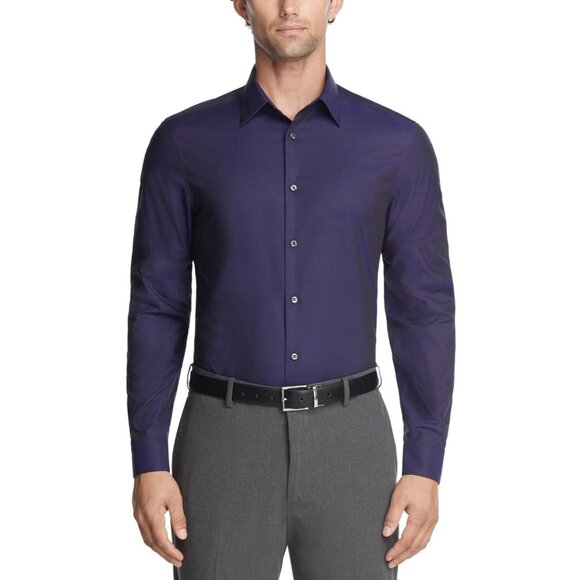 Calvin Klein Steel Slim-Fit Non-Iron Dress Shirt Purple Size 16.5 x 36/37 $85 - Picture 1 of 1